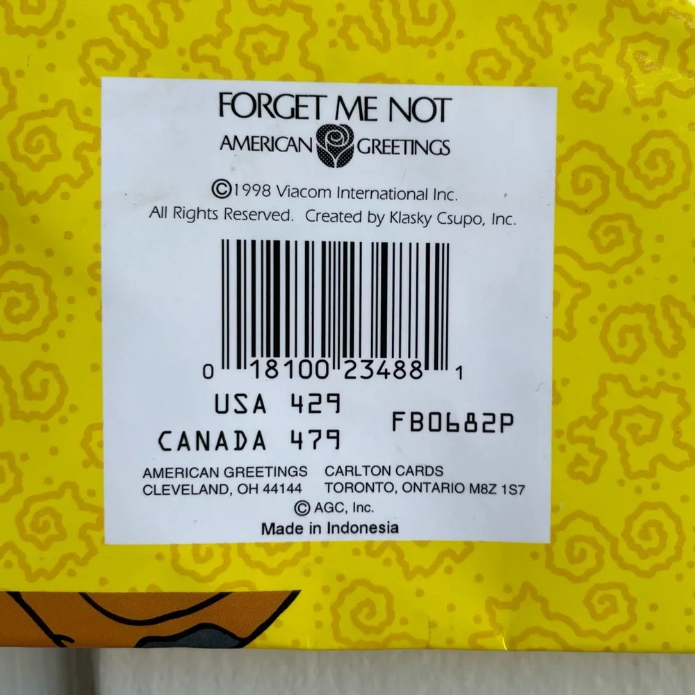 Vintage 90s 1998 Rugrats Nickelodeon Cartoon Gift Bag